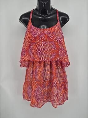 Ecote Urban Outfitters Mini Layered Vibrant Orange And Purple Dress Size Small